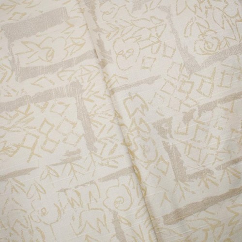 Pearl/Beige Abstract Printed Slub Woven Decorating Fabric DFW60946