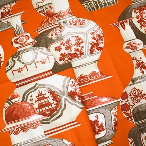 Orange/Brown/Multi Pottery Printed Twill Decorating Fabric DFW60973