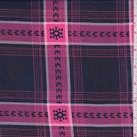 Navy/Hot Pink Plaid Chiffon