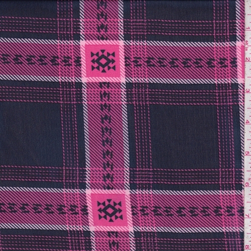 Navy/Hot Pink Plaid Chiffon