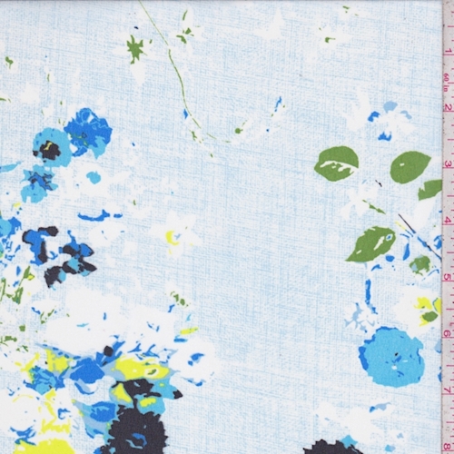 Sky Blue Shadow Floral Chiffon