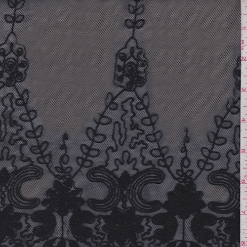 Black embroidered stretch mesh  91910  fashion fabrics