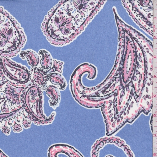 Periwinkle Paisley Crepe Georgette