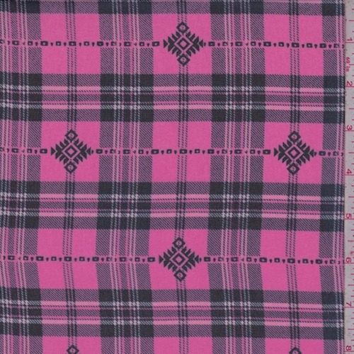 Hot Pink/Black Tartan Plaid Chiffon