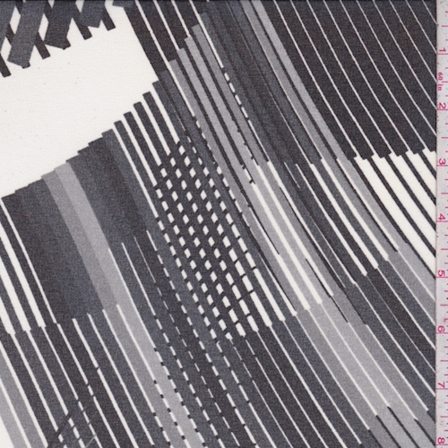 Black/Stone/Ivory Abstract Stripe Crepe Georgette