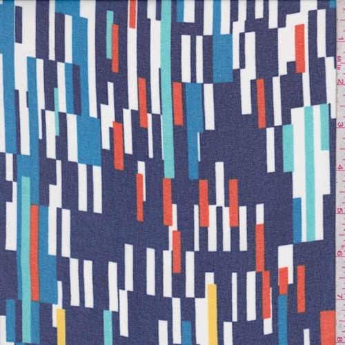 Deep Blue Multi Pixel Crepe Georgette