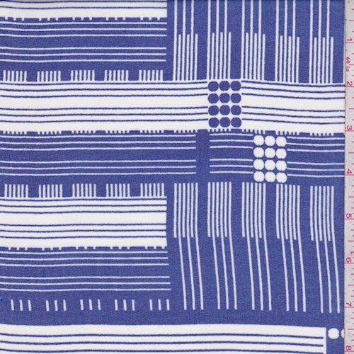 Cobalt/White Dot/Stripe Block Pebble Chiffon