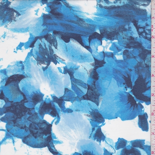 Aqua/White Mottled Floral Crepe Georgette