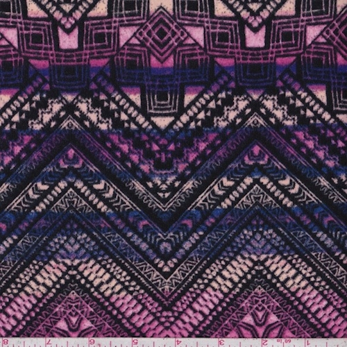 Violet/Hot Pink/Coral Deco Zig Zag Jersey Knit