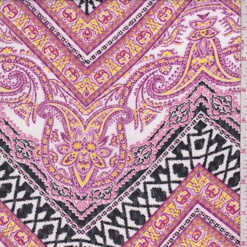 Magenta Deco Chevron Leno Chiffon