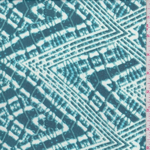 Teal/White Zig Zag Diamond Chiffon