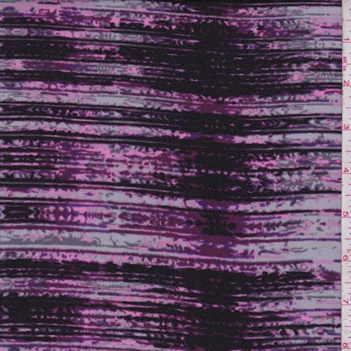 Purple/Pink/Black Seismic Stripe Crepe Georgette