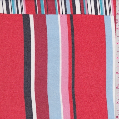 Red/Pink/Blue Stripe Patchwork Pebble Chiffon
