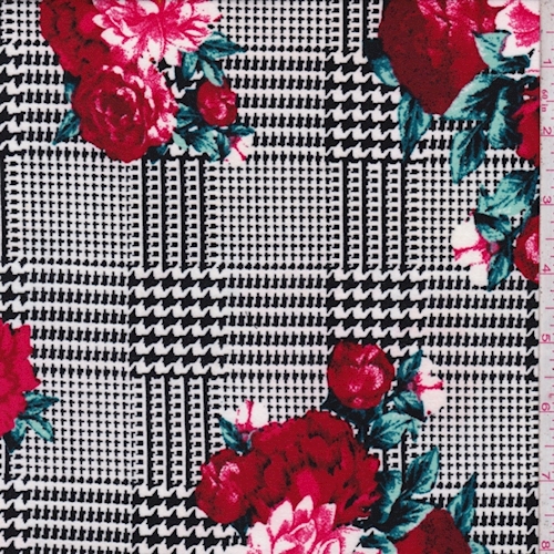 White/Berry Glen Plaid Floral Double Brushed Jersey Knit