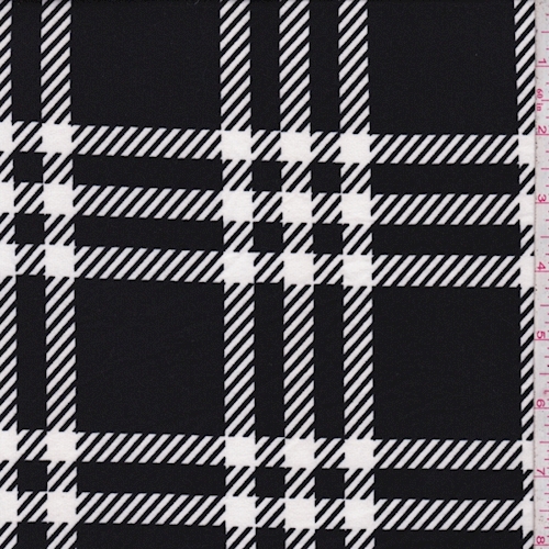 Black/White Glen Plaid Double Brushed Jersey Knit