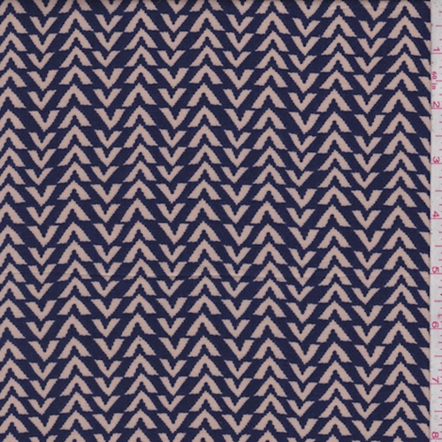 Dark Violet Blue/Tan Broken Chevron Rayon Challis