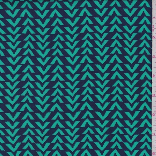 Electric Violet/Turquoise Broken Chevron Rayon Challis