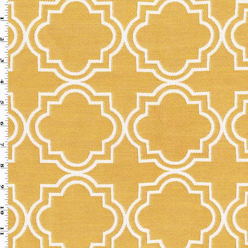 *2 YD PC--Gold Yellow/Off White Twill Damask Home Decorating Fabric