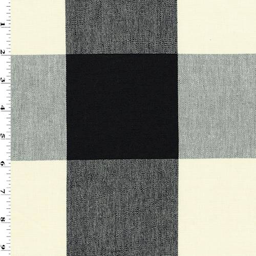 *4 YD PC--Black/Ivory Rib Checkered Plaid Home Decorating Fabric