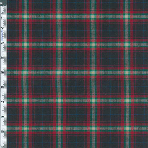*5 1/4 YD PC--Black/Red Plaid Novelty Shirting