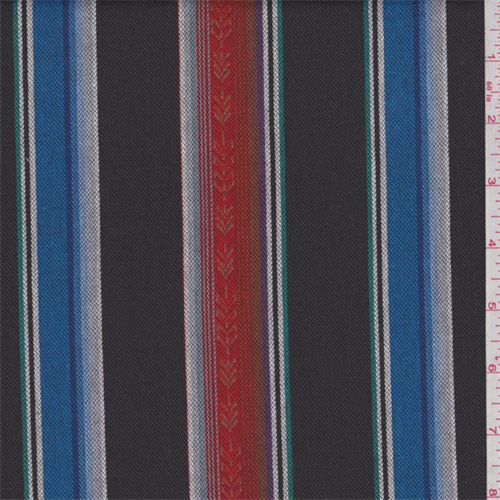 *5 3/4 YD PC--Dusty Black Multi Stripe Cotton Ikat