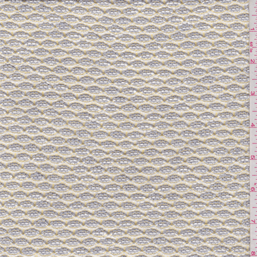 *1 3/8 YD PC--White/Grey/Yellow Rayon Sweater Knit