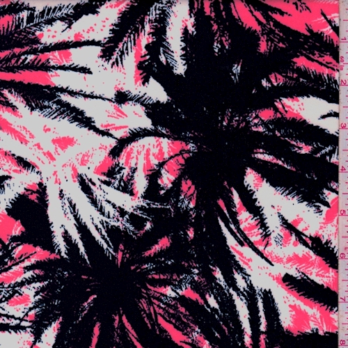 Neon Pink/Navy/White Palm Scuba Knit