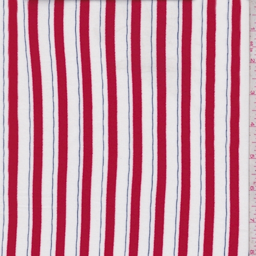 White/Cherry Stripe Rayon Challis