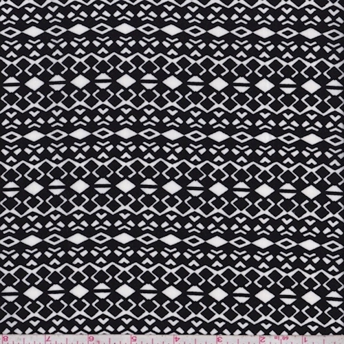 Black/White Diamond Stripe Rayon Challis