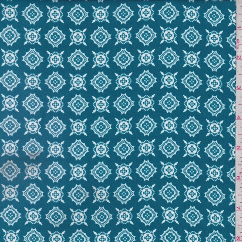 Teal Deco Medallion Rayon Challis