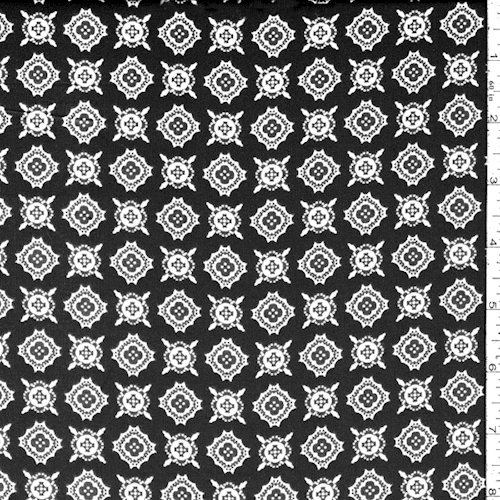 Black Deco Medallion Rayon Challis