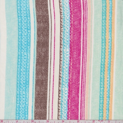 White/Turquoise/Mint Multi Stripe Rayon Challis