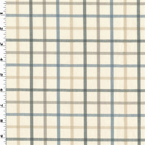 *4 3/8 YD PC--Ivory/Multi Cotton Plaid Home Decorating Fabric