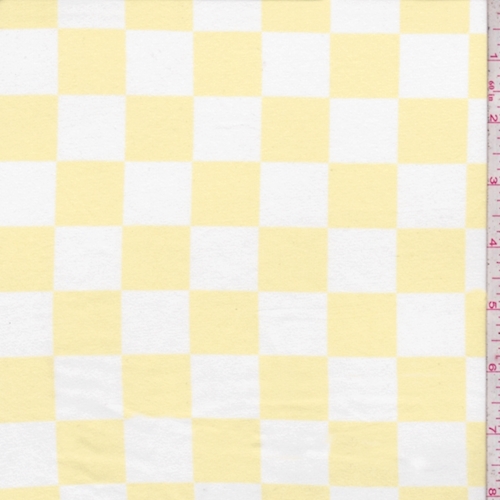 Pale Yellow/White Check Double Brushed Jersey Knit