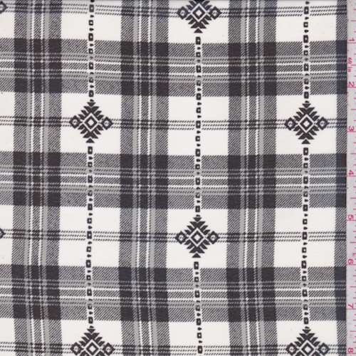 White/Black Tartan Plaid Chiffon