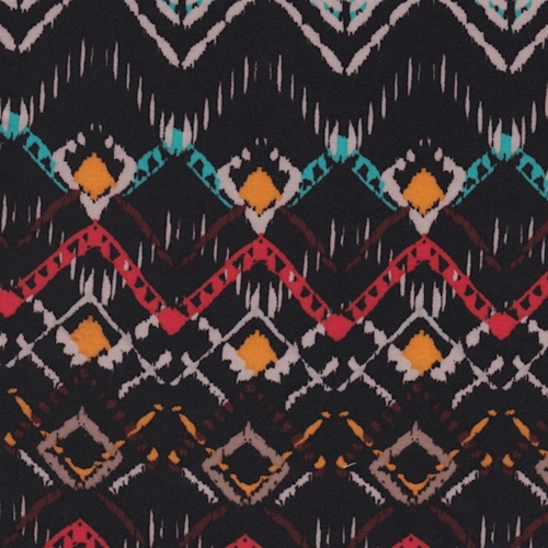 Black/Orange Multi Southwest Chevron Rayon Challis
