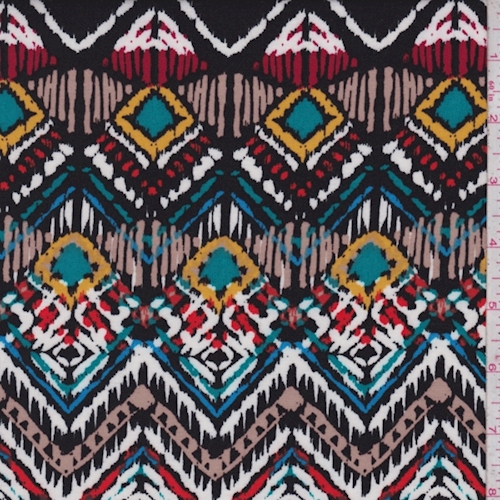 Black/Red Multi Southwest Chevron Rayon Challis