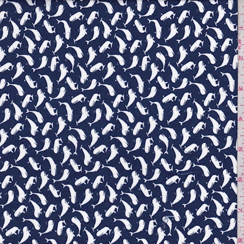 Navy Mini Whale Print Cotton