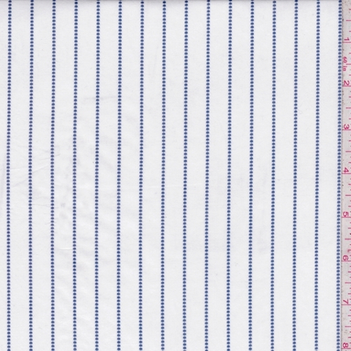 White/Slate Blue Dotted Stripe Shirting