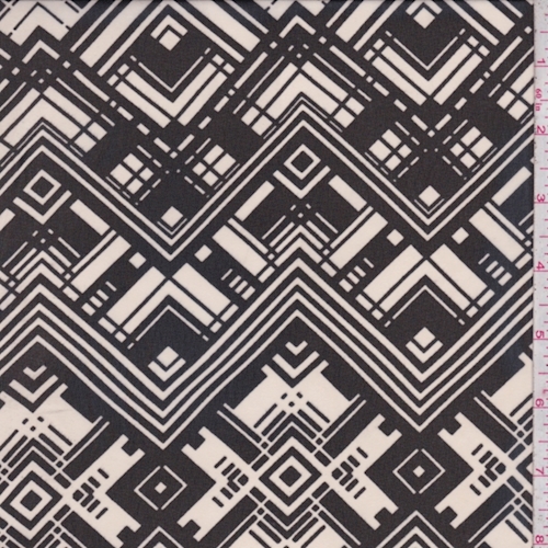 Pale Bisque/Black Art Deco Chiffon
