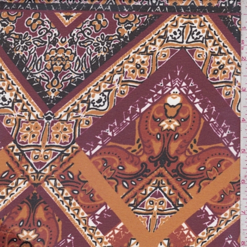 Burgundy/Orange Deco Diamond Chiffon
