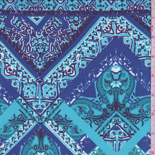 Aqua/Cobalt Deco Diamond Chiffon