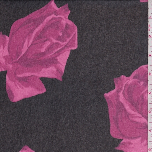 Black/Fuchsia Rose Crepe Chiffon