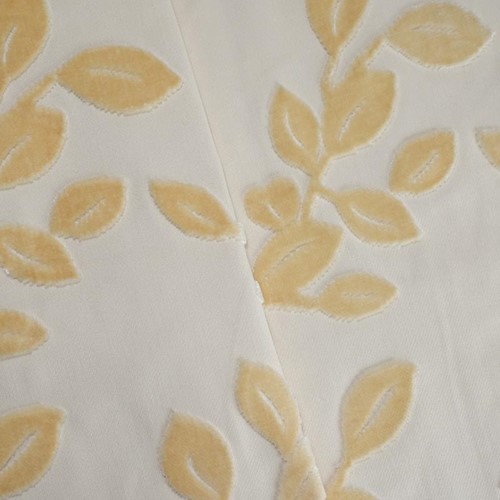 Baked Beige Leaf Velvet Pile Woven Home Decorating Fabric DFW60522
