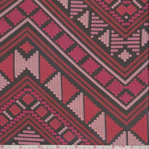 Ruby/Hot Pink Sequin Print Chevron Chiffon