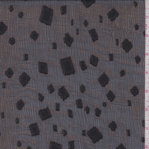 Black Tossed Diamond Jacquard Crinkle Chiffon