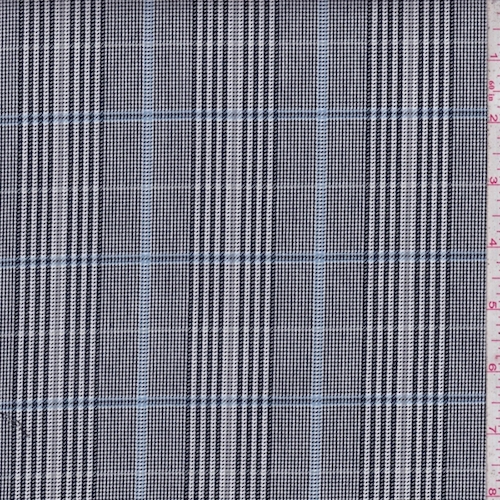 Black/White/Blue Glen Plaid Suiting