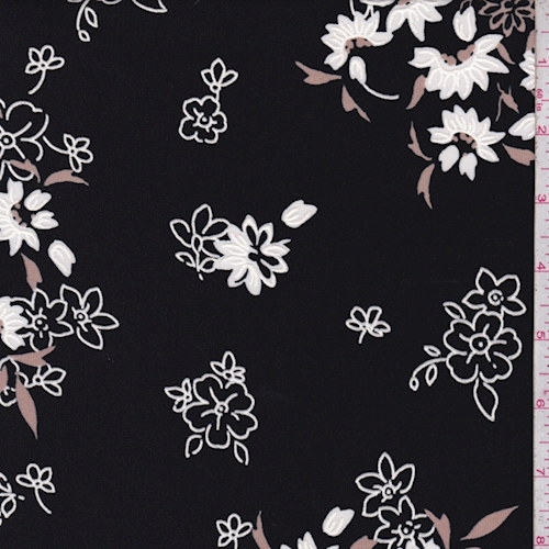 ITY Black/Grey/Cocoa Sketch Floral Jersey Knit
