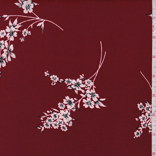 ITY Maroon/White Floral Sprig Jersey Knit