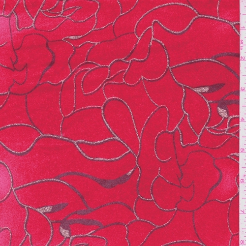 Crimson/Gold Abstract Stretch Velvet